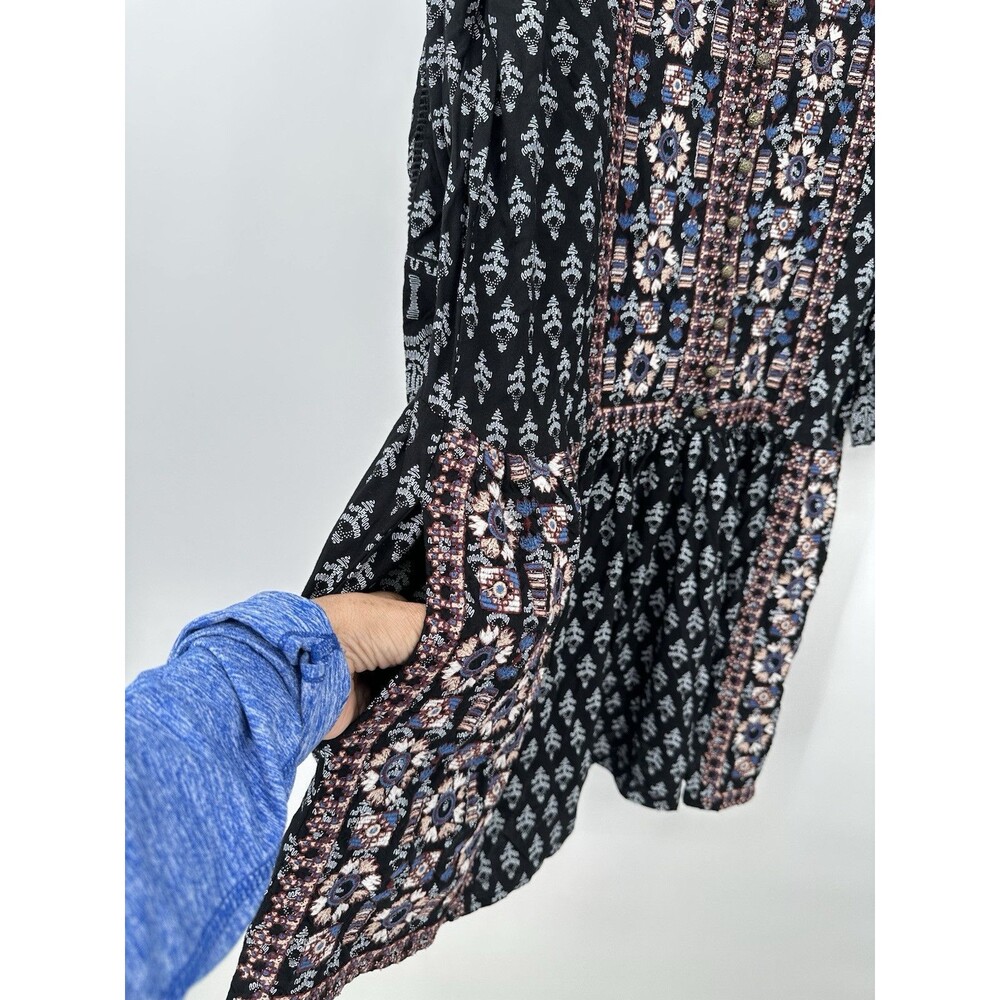 Anthropologie Vanessa Virginia Kaleidoscope Embroidered Tunic Dress Blue L butto - Picture 11 of 16